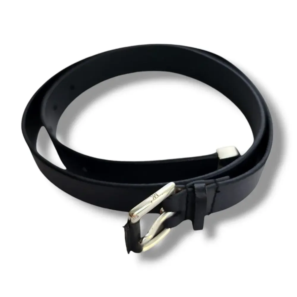 Michael‎ Kors Size M Leather Belt Black Silver Buckle 31-35
